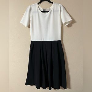 LulaRoe Amelia Dress Large Black & White Color-block